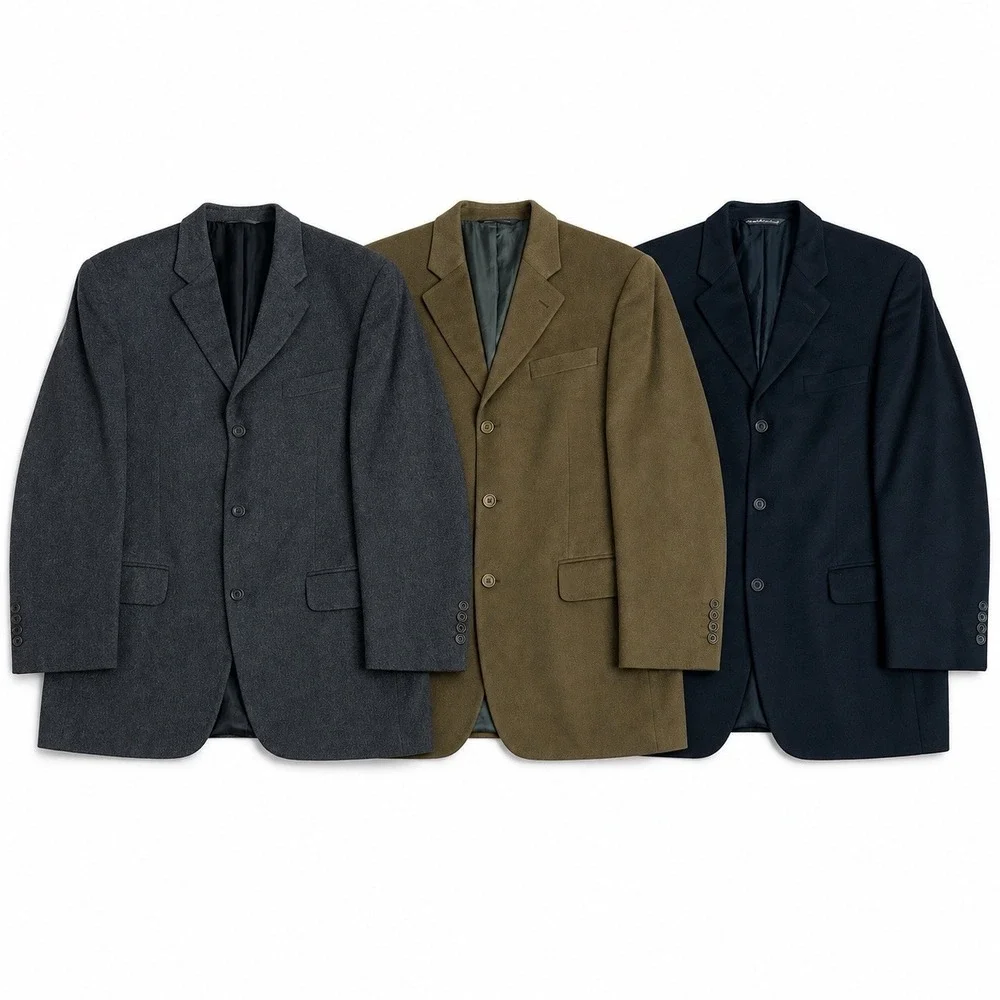 Lot of 3 Jack Victor Loro Piana 100% Cashmere Sport Coats 42R Black Gray Brown